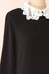 Marza Black Long Sleeve Lace Collar Top | Boutique 1861 side close-up