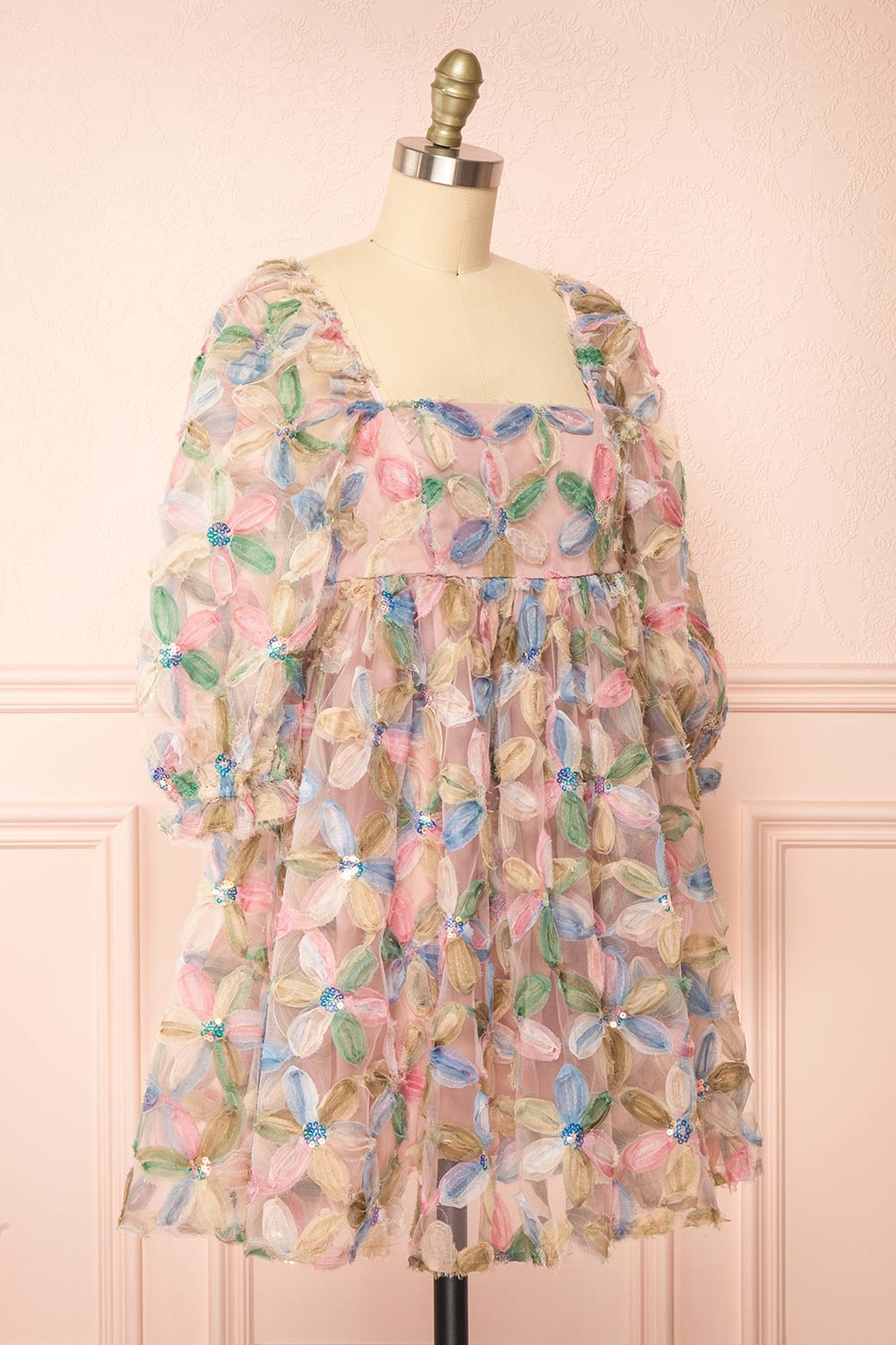 Marzia Short Floral Babydoll Dress | Boutique 1861 side view