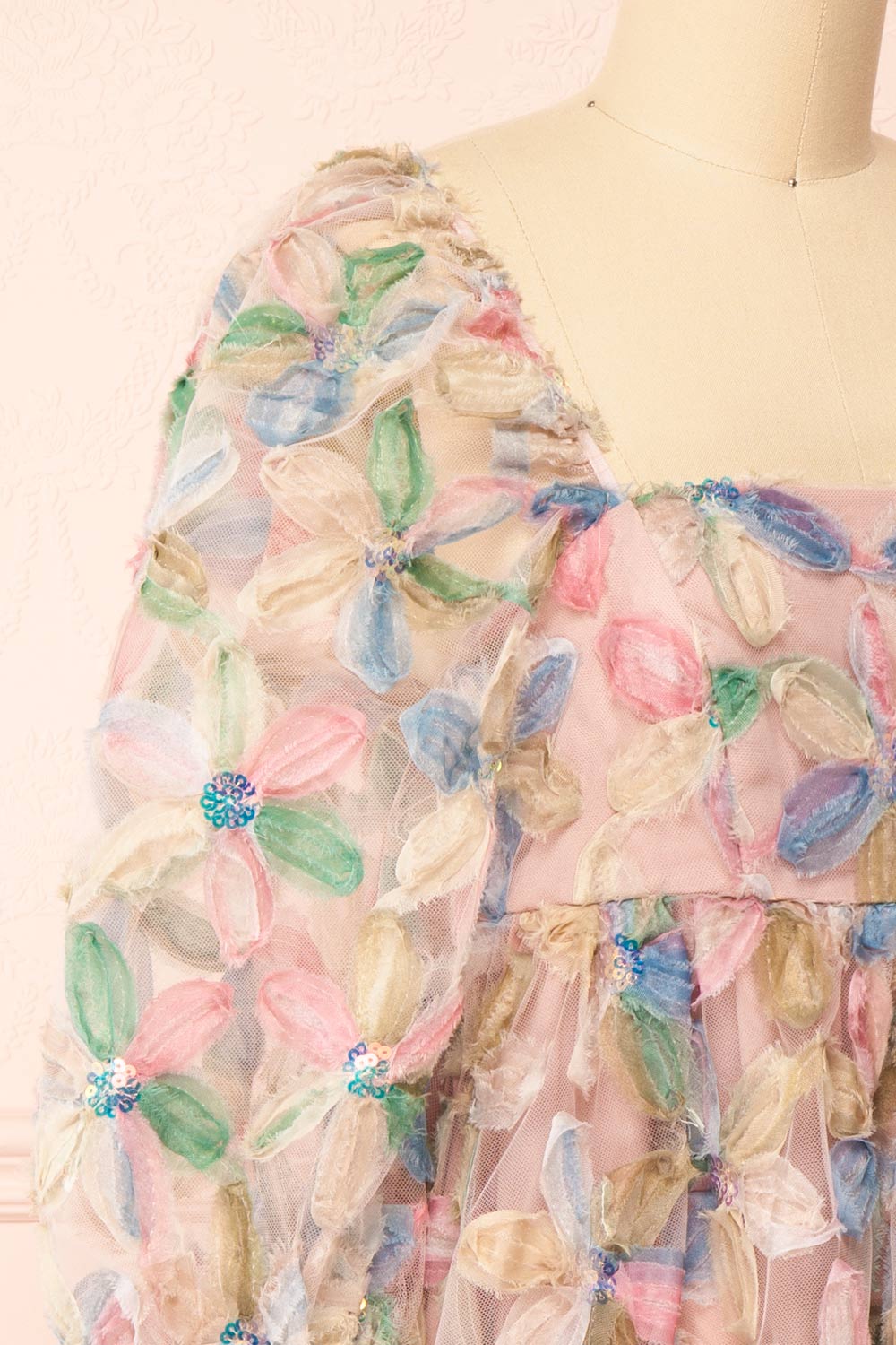 Marzia Short Floral Babydoll Dress | Boutique 1861 side close-up