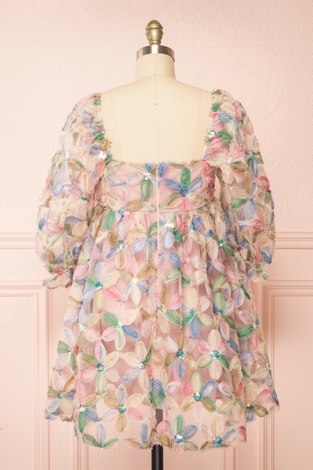 Marzia Short Floral Babydoll Dress | Boutique 1861 back view