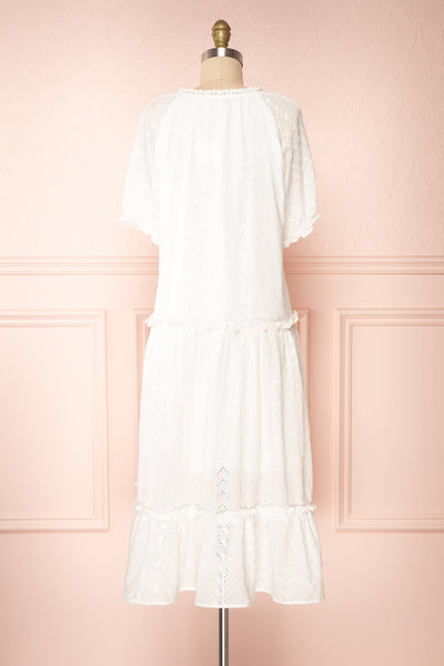 Mativa White Embroidered Short Sleeve Dress | Boutique 1861 back view