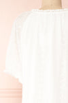 Mativa White Embroidered Short Sleeve Dress | Boutique 1861 back close-up