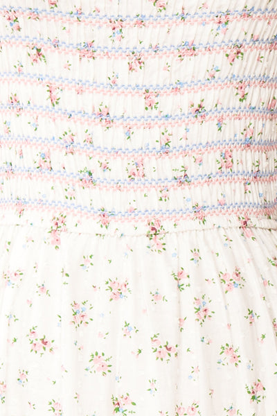 Matryoshka White Square Neck Tiered Maxi Dress | Boutique 1861 fabric