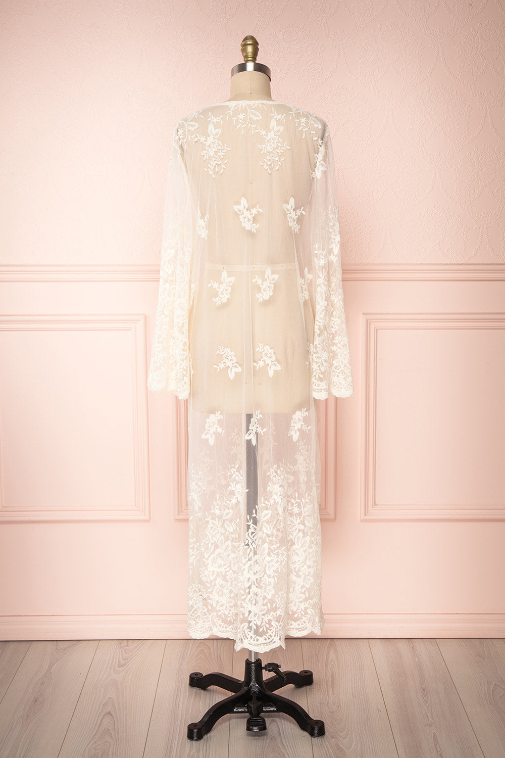 Matsudo Cream Embroidered Lace Kimono | Boudoir 1861 5