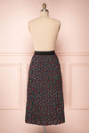 Maura Black & Colourful Floral Pleated Midi Skirt | BACK VIEW | Boutique 1861