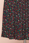 Maura Black & Colourful Floral Pleated Midi Skirt | BOTTOM CLOSE UP | Boutique 1861