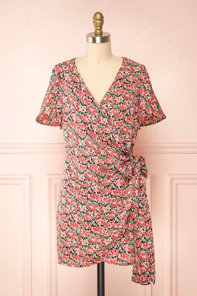 Maurine Short Floral Wrap Dress | Boutique 1861 front view