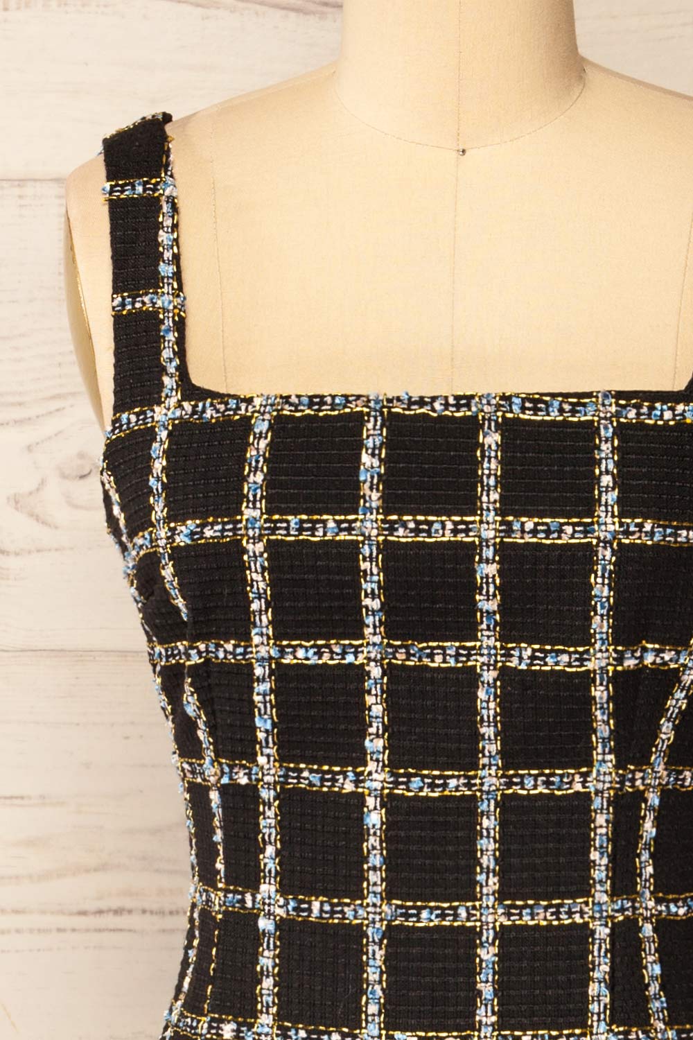 Maximoff Short Fitted Textured Dress | La petite garçonne front close-up