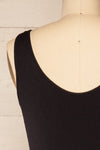 Maya Black Ribbed V-Neck Bodysuit | La petite garçonne back close-up