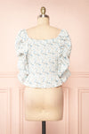 Mayanne Blue Ruched Floral Top | Boutique 1861 back view