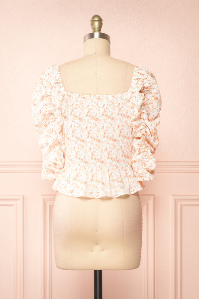 Mayanne Pink Ruched Floral Top | Boutique 1861 back view