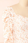 Mayanne Pink Ruched Floral Top | Boutique 1861 side close-up