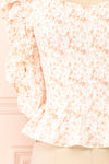 Mayanne Pink Ruched Floral Top | Boutique 1861 sleeve close-up