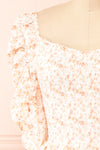 Mayanne Pink Ruched Floral Top | Boutique 1861 front close-up
