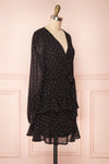 Mayifa Black Polka Dot A-Line Short Dress side view | Boutique 1861