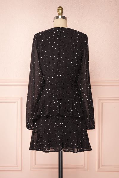 Mayifa Black Polka Dot A-Line Short Dress back view | Boutique 1861