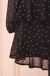 Mayifa Black Polka Dot A-Line Short Dress sleeve close up | Boutique 1861