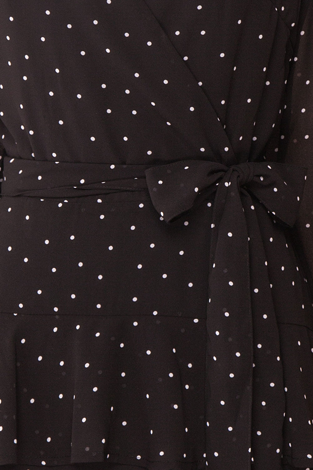 Mayifa Black Polka Dot A-Line Short Dress fabric detail | Boutique 1861