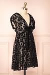 Mazarane Short Black Floral Velvet Dress | Boutique 1861 side view