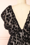 Mazarane Short Black Floral Velvet Dress | Boutique 1861 back close-up