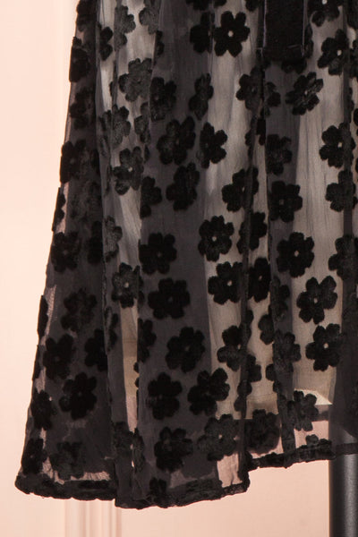 Mazarane Short Black Floral Velvet Dress | Boutique 1861 bottom