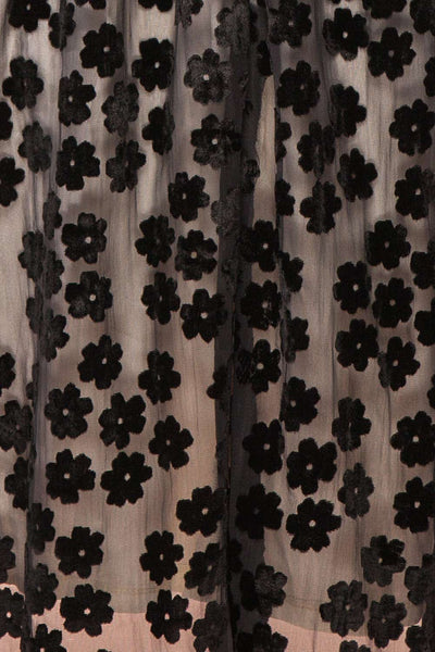 Mazarane Short Black Floral Velvet Dress | Boutique 1861 fabric