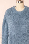 Mazie Blue Fuzzy Cropped Sweater | Boutique 1861 front close up