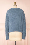 Mazie Blue Fuzzy Cropped Sweater | Boutique 1861 back view