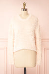 Mazie Blush Fuzzy Cropped Sweater | Boutique 1861 front view