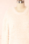 Mazie Blush Fuzzy Cropped Sweater | Boutique 1861 front close up