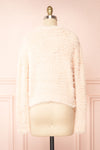 Mazie Blush Fuzzy Cropped Sweater | Boutique 1861 back view