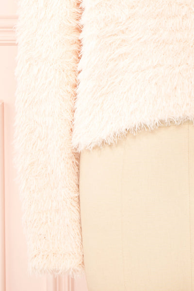 Mazie Blush Fuzzy Cropped Sweater | Boutique 1861 sleeve