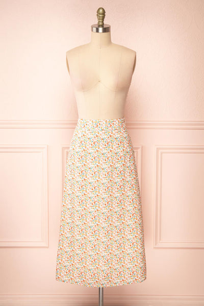 Mckenzie Midi Satin Floral Skirt | Boutique 1861 front view