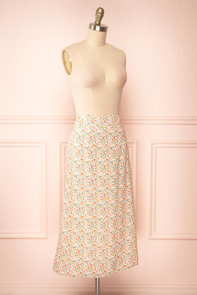 Mckenzie Midi Satin Floral Skirt | Boutique 1861 side view
