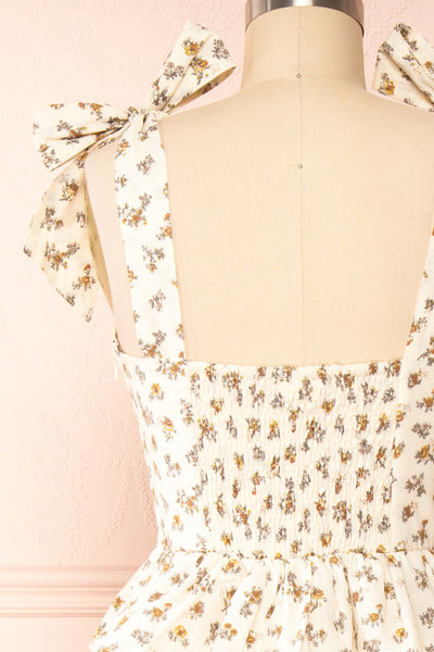 Mearas Midi Floral Dress w/ Ruffles | Boutique 1861 back close-up