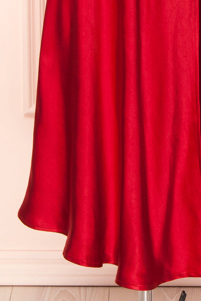 Meari Red Cowl Neck Satin Midi Dress | Boutique 1861 bottom