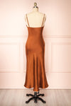 Meari Rust Cowl Neck Satin Midi Dress | Boutique 1861 back view