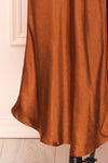 Meari Rust Cowl Neck Satin Midi Dress | Boutique 1861 bottom