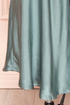 Meari Sage Cowl Neck Satin Midi Dress | Boutique 1861 bottom