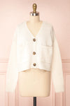 Medea Beige Cropped Knit Cardigan | Boutique 1861 front view