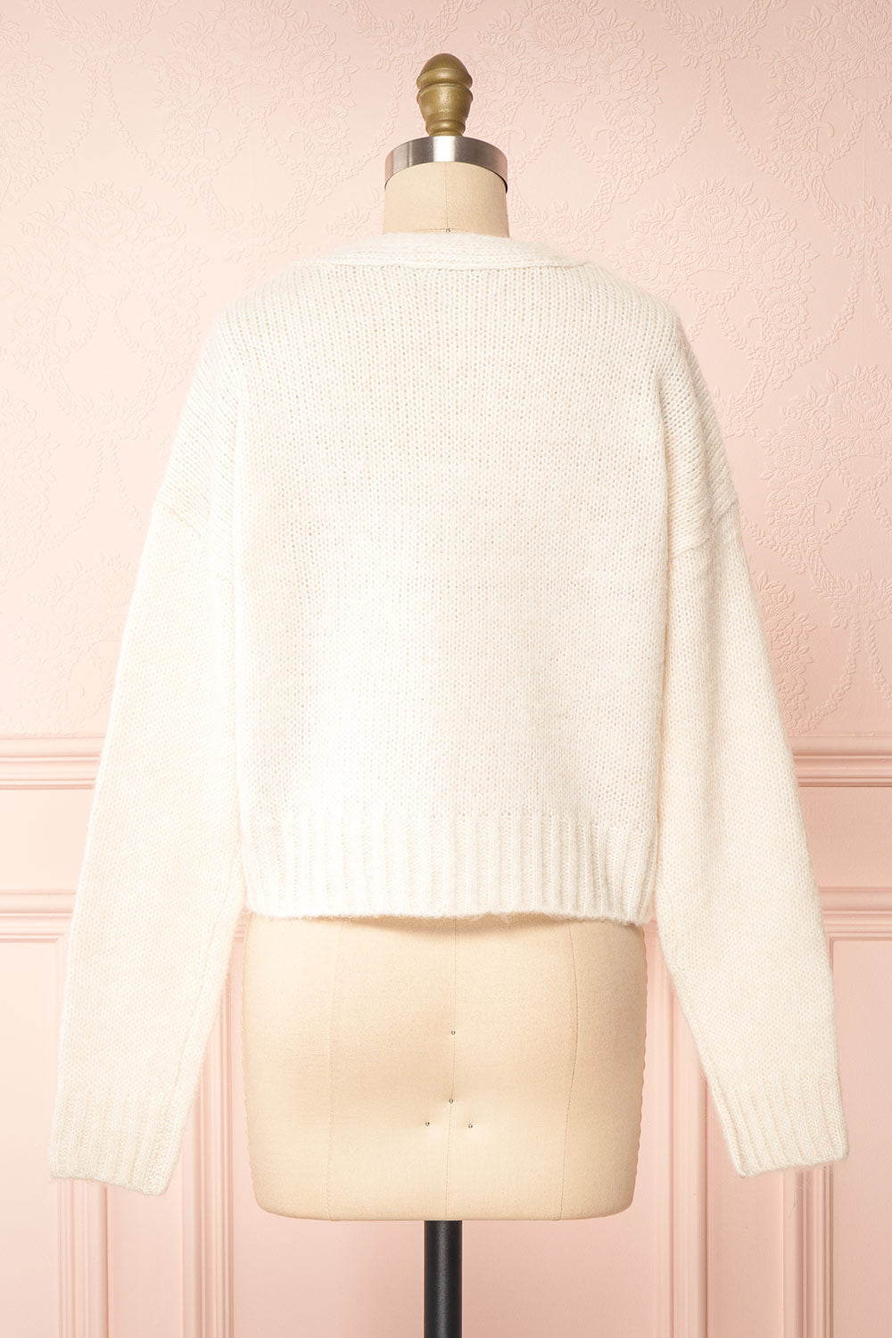 Medea Beige Cropped Knit Cardigan | Boutique 1861 back view