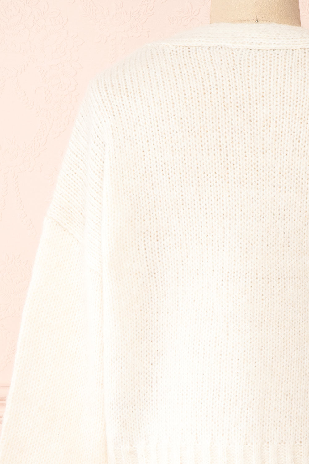 Medea Beige Cropped Knit Cardigan | Boutique 1861 back close-up