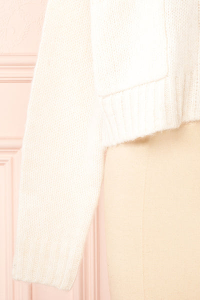 Medea Beige Cropped Knit Cardigan | Boutique 1861 bottom
