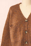 Medea Brown Cropped Knit Cardigan | Boutique 1861 front close-up