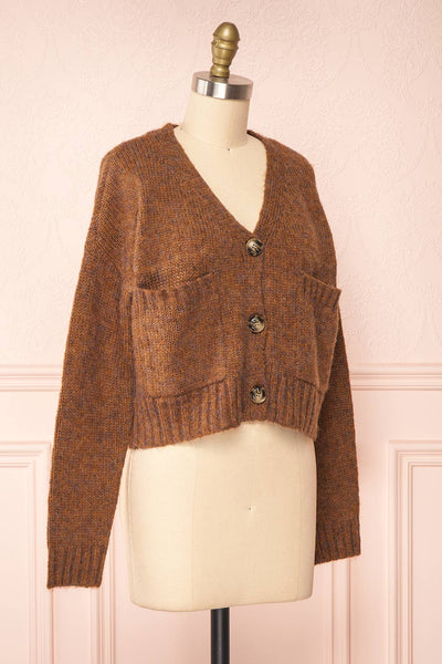 Medea Brown Cropped Knit Cardigan | Boutique 1861 side view