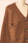 Medea Brown Cropped Knit Cardigan | Boutique 1861 side close-up
