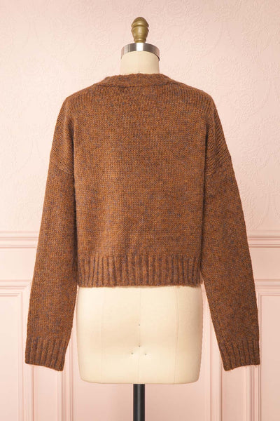 Medea Brown Cropped Knit Cardigan | Boutique 1861 back view