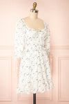 Meigetsu Short Floral Dress w/ 3/4 Puff Sleeves | Boutique 1861 side view