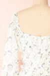 Meigetsu Short Floral Dress w/ 3/4 Puff Sleeves | Boutique 1861 back close-up