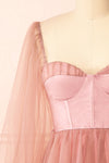 Melilla Pink Short Tulle Dress w/ Satin Corset | Boutique 1861 front close-up